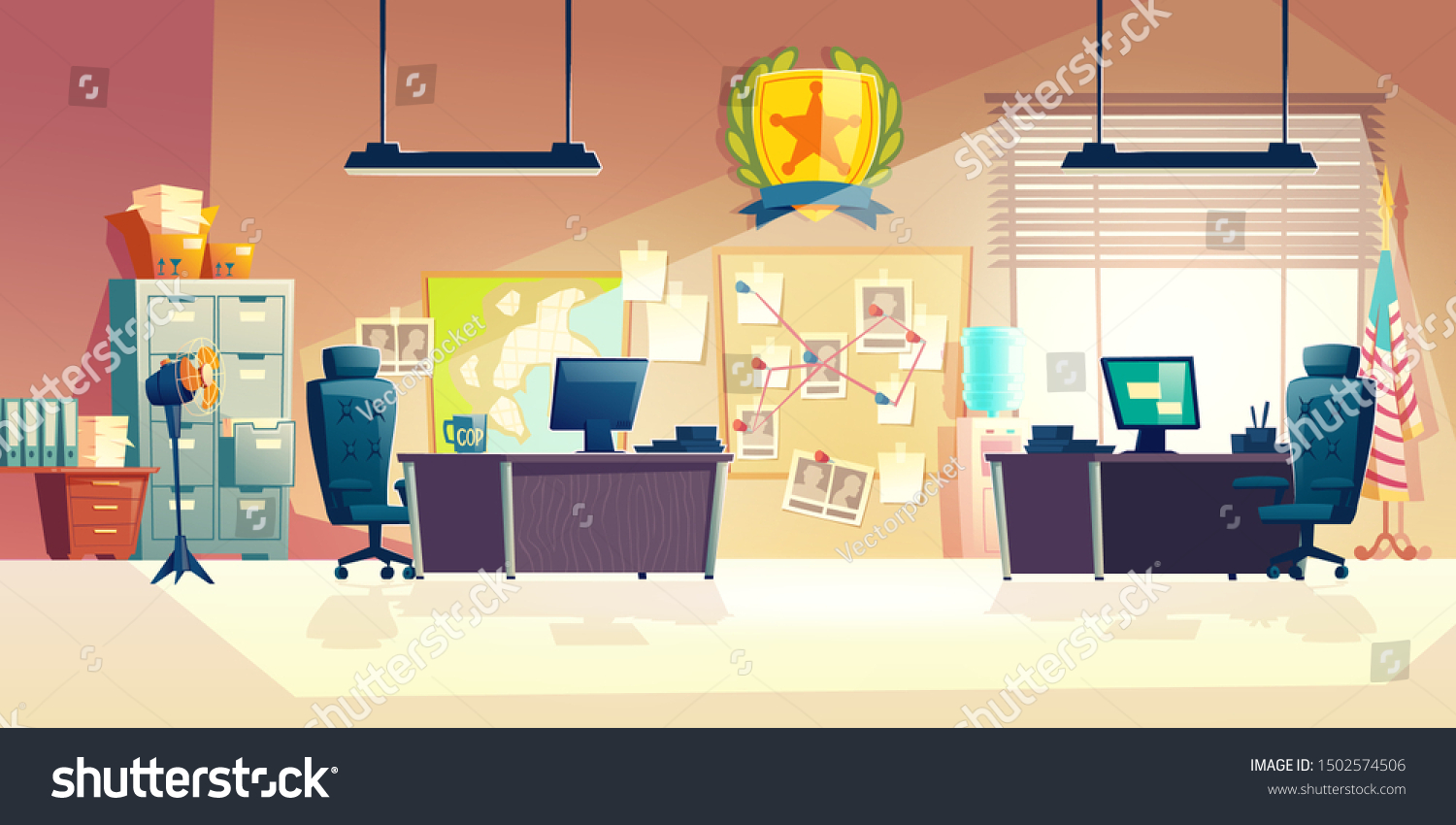 Police Station Department Investigation Bureau Room Stock Vector ...