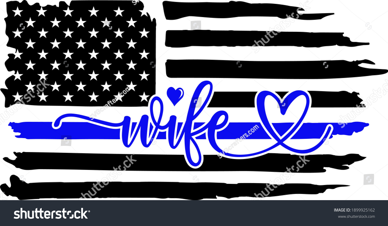SVG of Police wife blue line flag, Police wife vector image svg