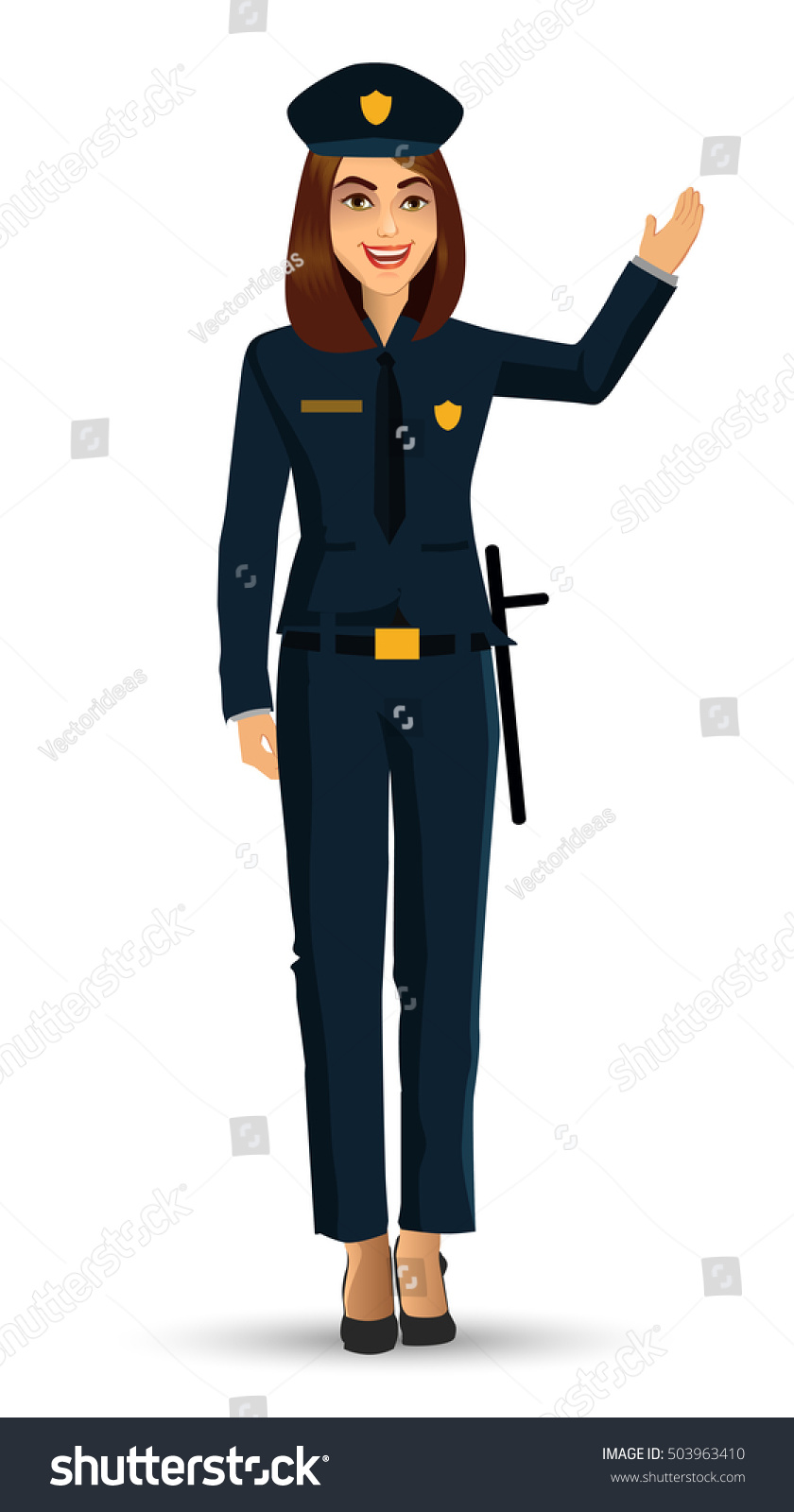 Police Woman Uniform Vector Illustration Isolated Stock Vector (Royalty ...