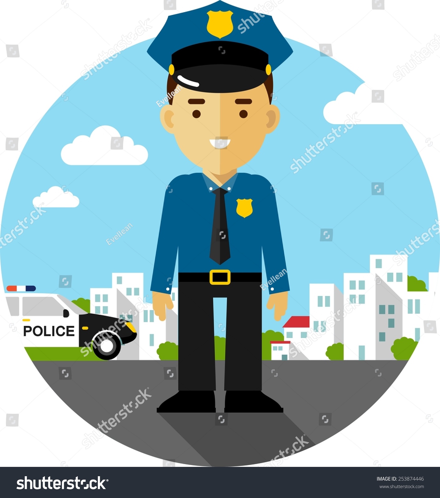 Policeman Officer On City Background Police Stock Vector 253874446 ...