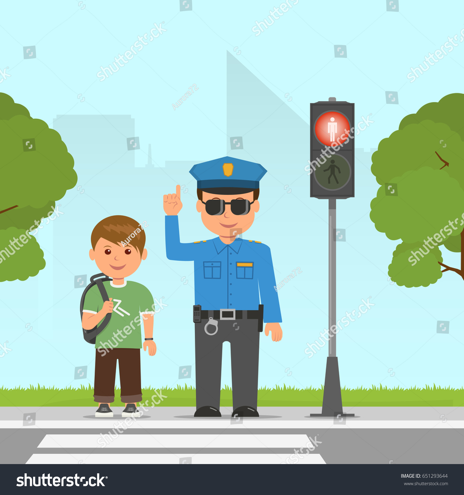 Policeman Shows Explains Highway Code Student Stock Vector 651293644 ...