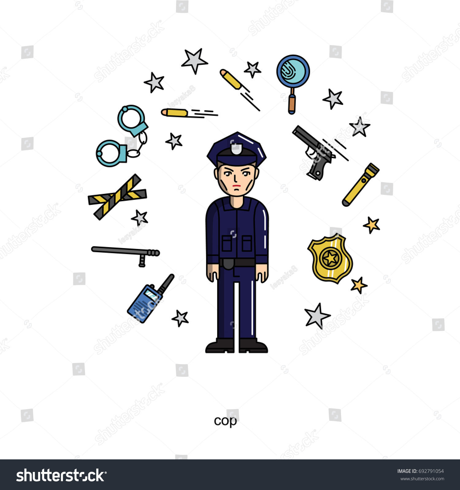 Policeman Vector Isolated On White Background Stock Vector (Royalty ...