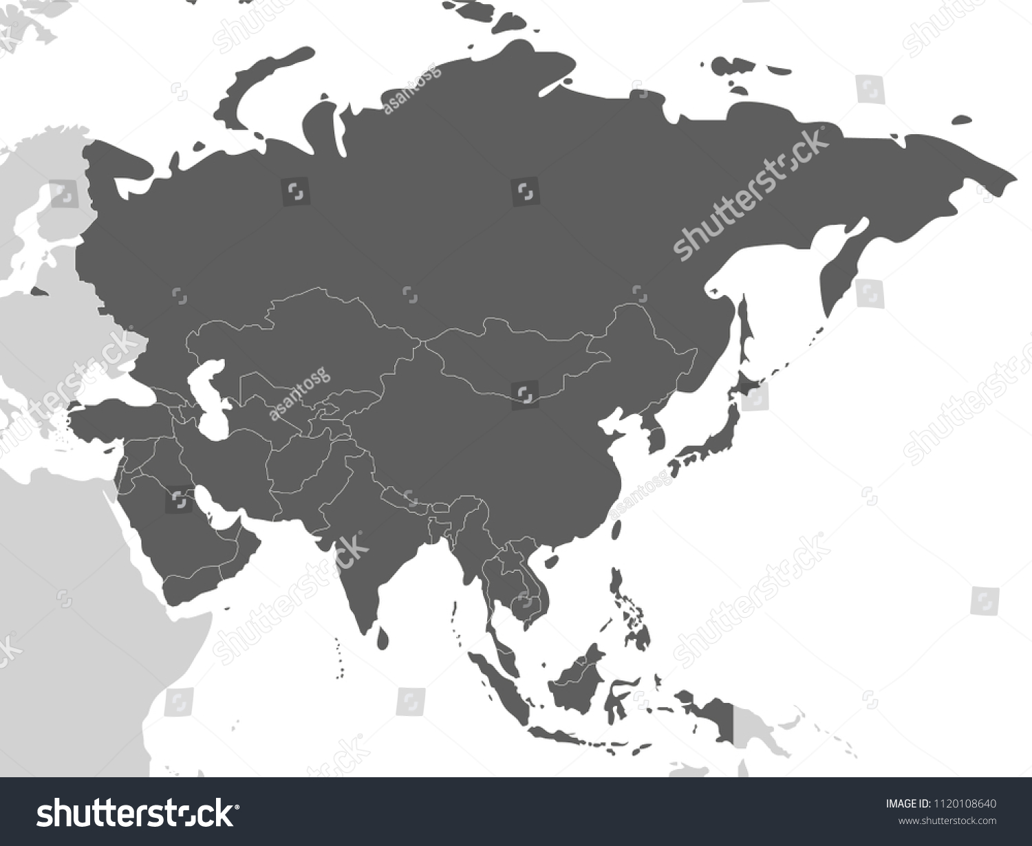 Political Blank Asia Map Vector Illustration Stock Vector (Royalty Free) 1120108640