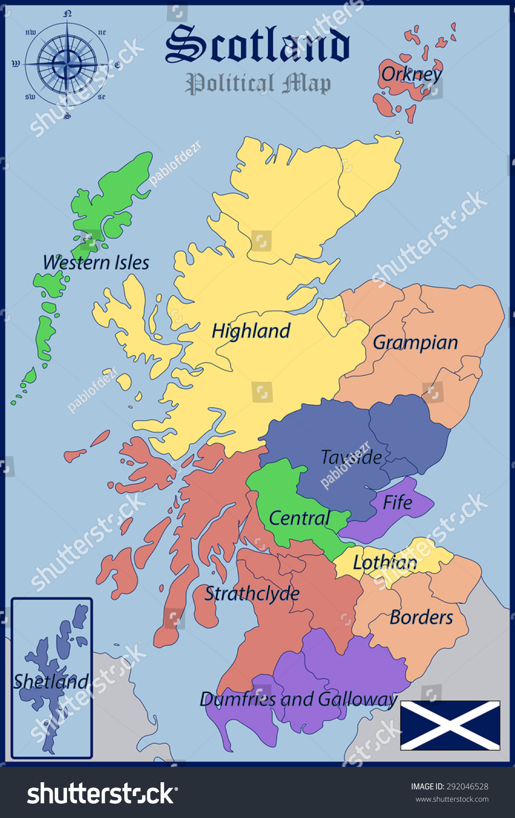 Political Map Flag Scotland Stock Vector Royalty Free 292046528