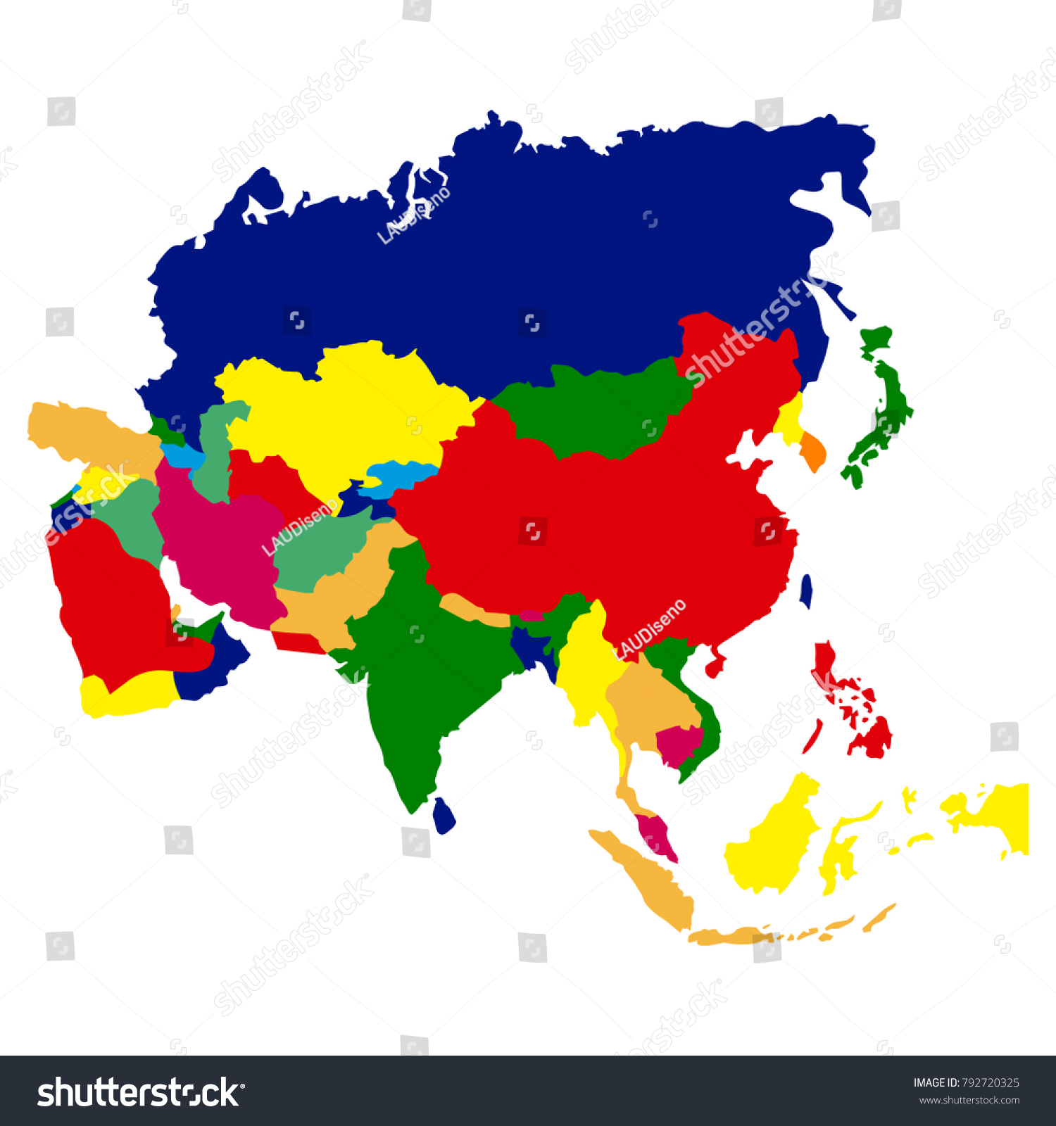 Political Map Asia On White Background 스톡 벡터로열티 프리 792720325 1345