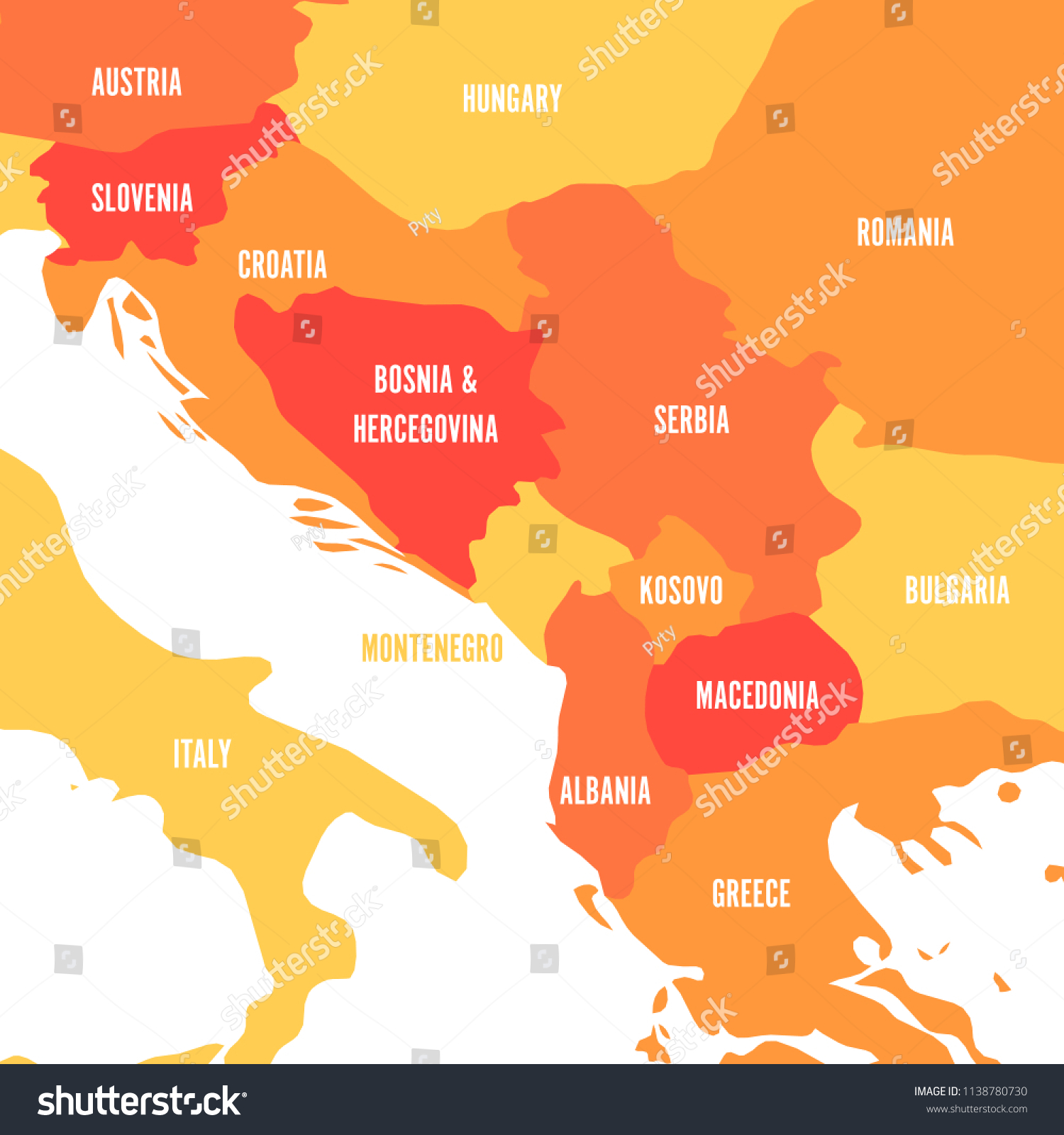 Map Of The Balkans Political Map Balkans States Balkan Peninsula Stock Vector (Royalty Free)  1138780730