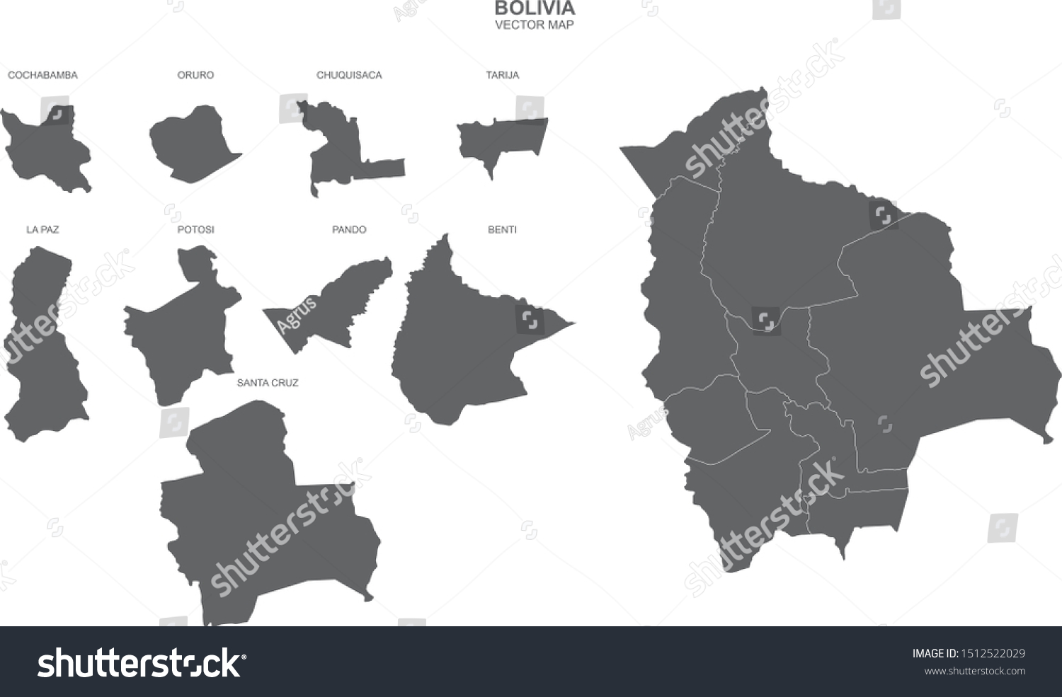 Political Map Bolivia On White Background   Stock Vector Political Map Of Bolivia On White Background 1512522029 