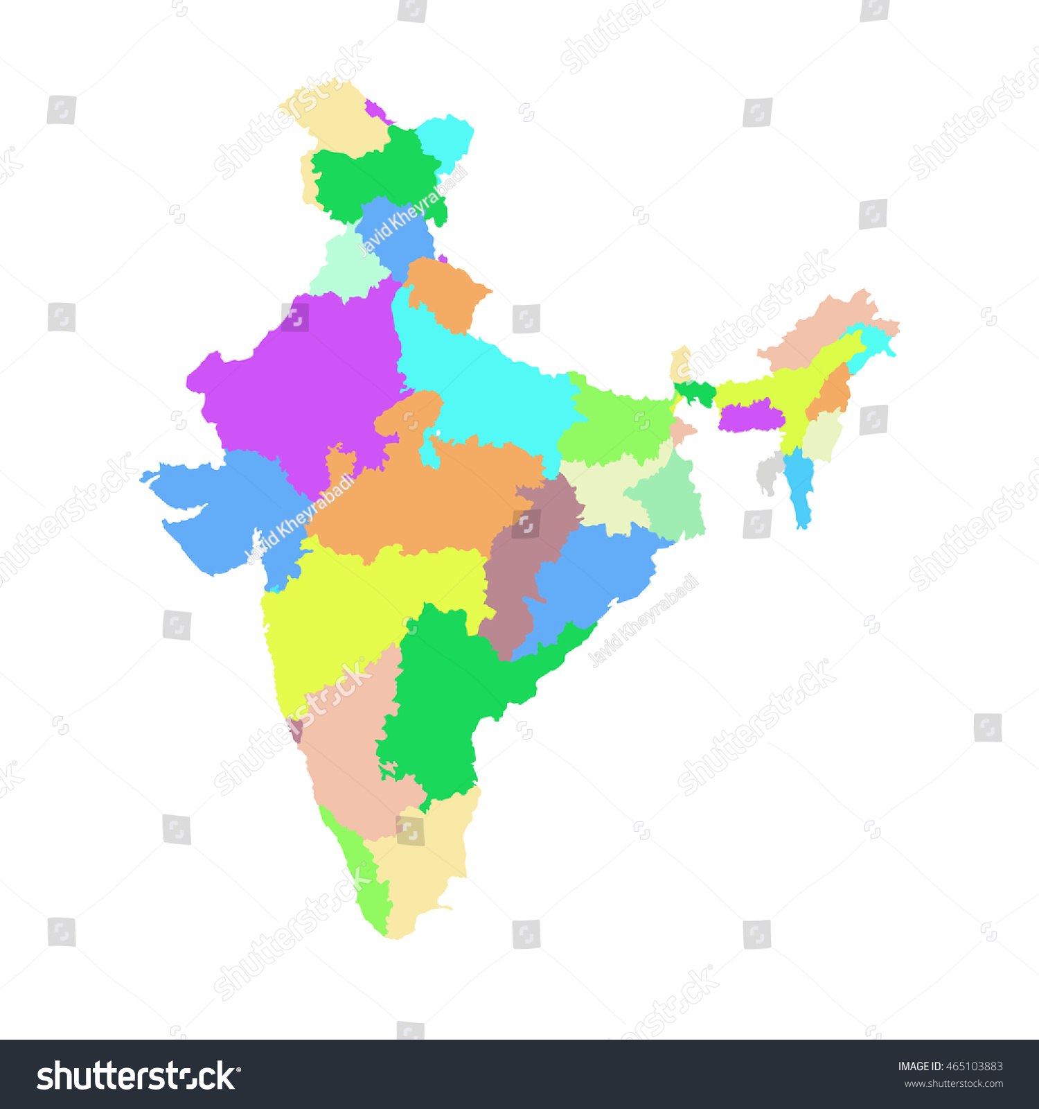 Vektor Stok Political Map India Tanpa Royalti 465103883 Shutterstock