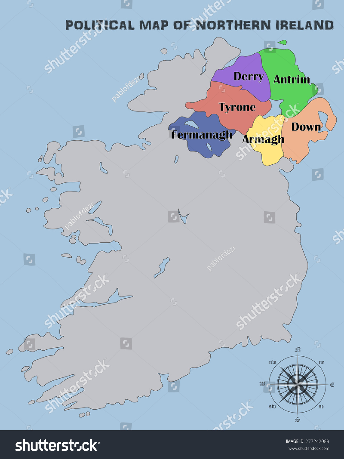 Political Map Of Northern Ireland Political Map Northern Ireland Stock Vector (Royalty Free) 277242089 |  Shutterstock