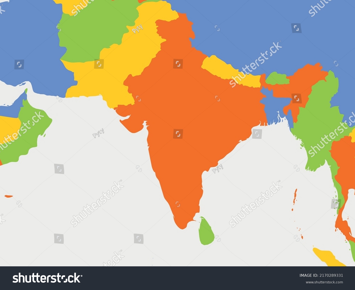 Political Map Southern Asia Stock Vector (Royalty Free) 2170289331 ...