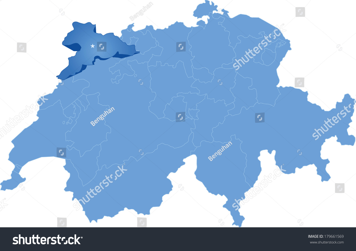 Political Map Switzerland All Cantons Where 库存矢量图（免版税）179661569 ...