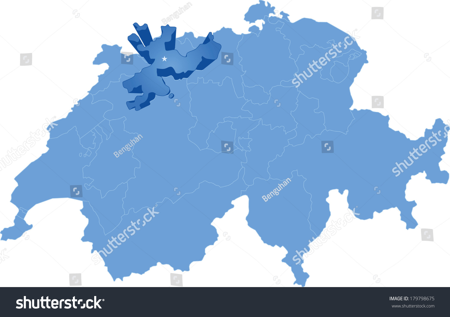 Political Map Switzerland All Cantons Where Stock Vector (Royalty Free ...