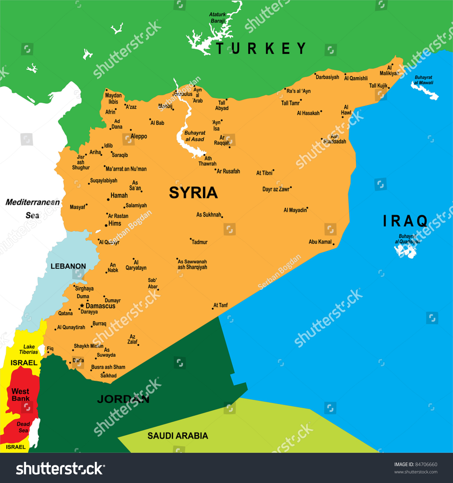 Political Map Syria Stock Vector 84706660 - Shutterstock