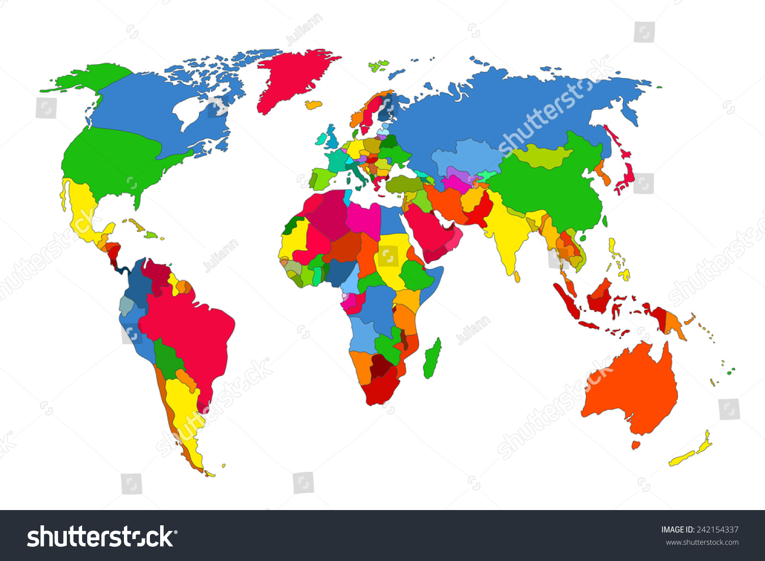 Political Map World Colorful World Mapcountries Stock Vector