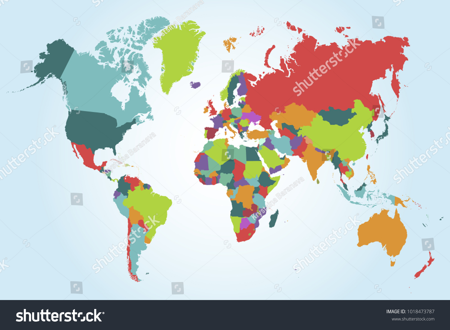 Political World Map Stock Vector (Royalty Free) 1018473787 | Shutterstock