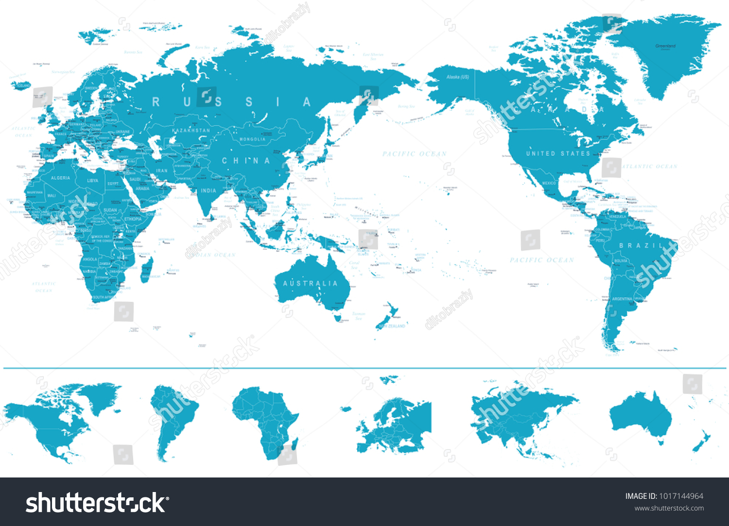 Political World Map Pacific Centered Continents Arkivvektor Royaltyfri Stock Vector Political World Map Pacific Centered And Continents Vector 1017144964