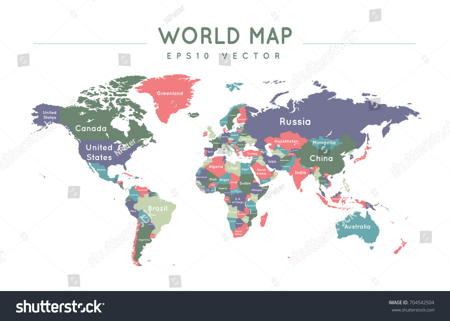 Political World Map Name Borders Countries Stock Vector (Royalty Free ...