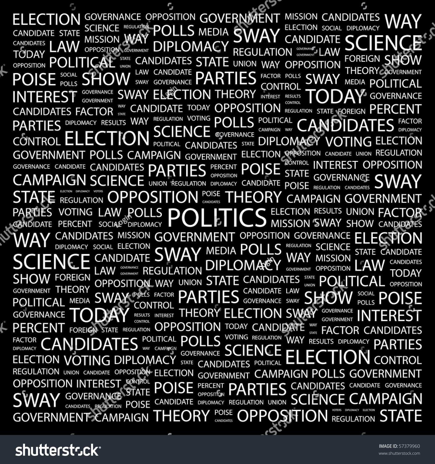 Politics Word Collage On Black Background Stock Vector 57379960 ...