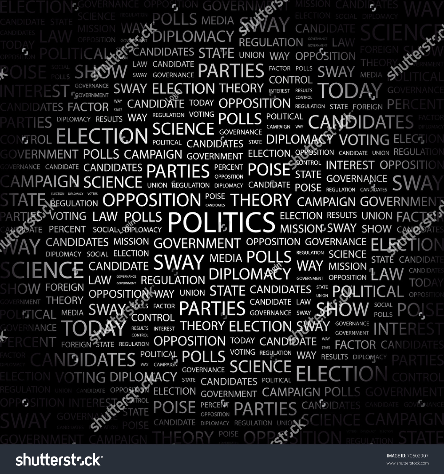 Politics. Word Collage On Black Background. Illustration With Different ...