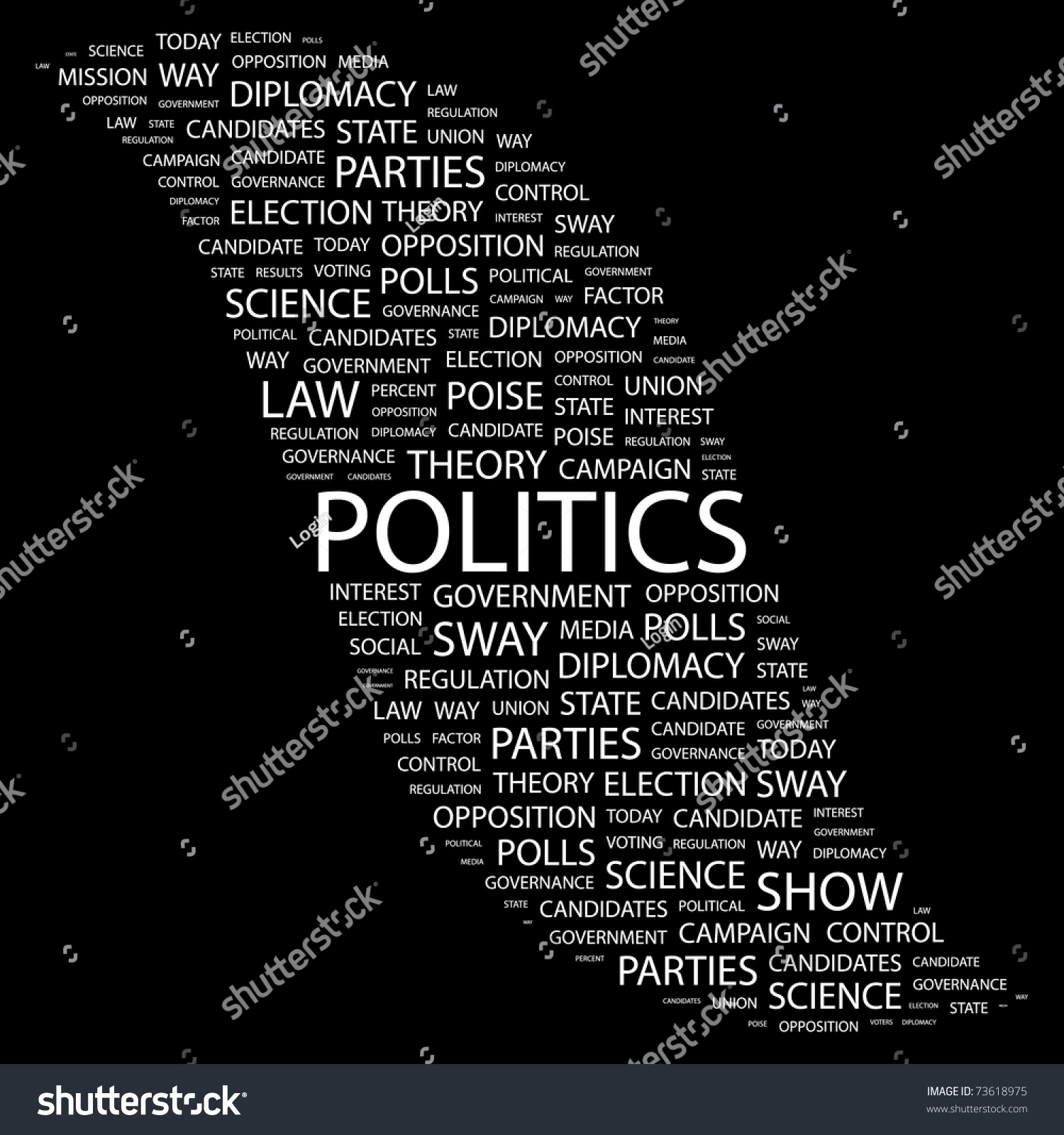 Politics. Word Collage On Black Background. Vector Illustration ...