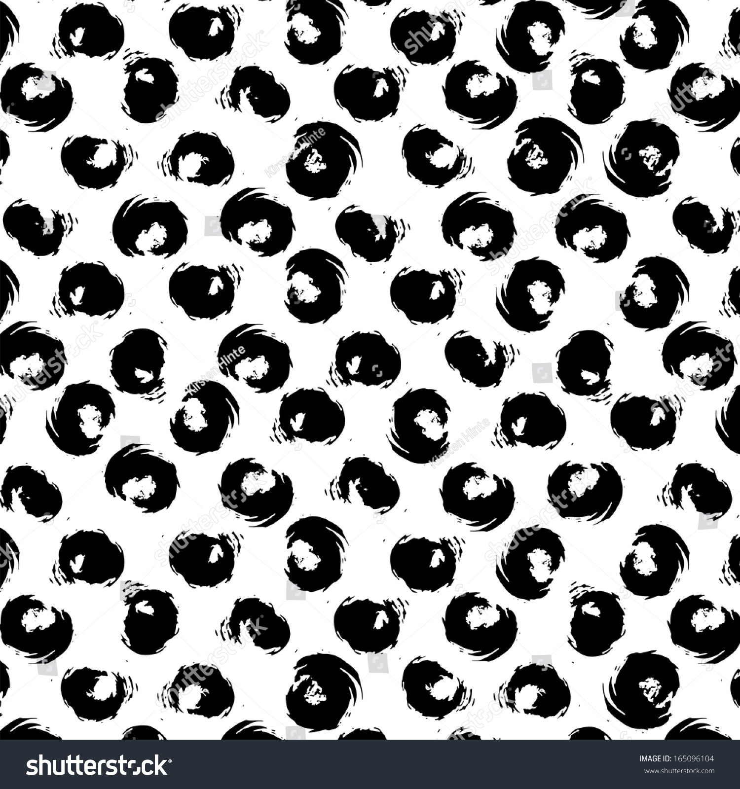 Polka Dots Pattern, Seamless, With Strokes, Black And White Stock ...