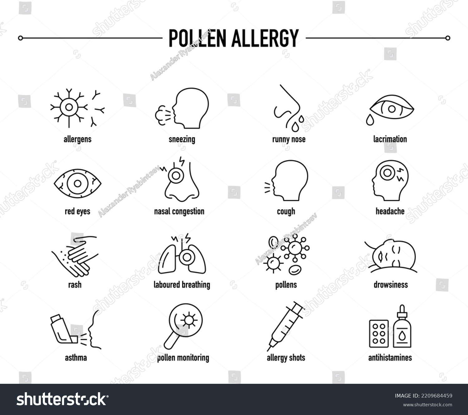 SVG of Pollen allergy icon set. Line editable medical icons. svg