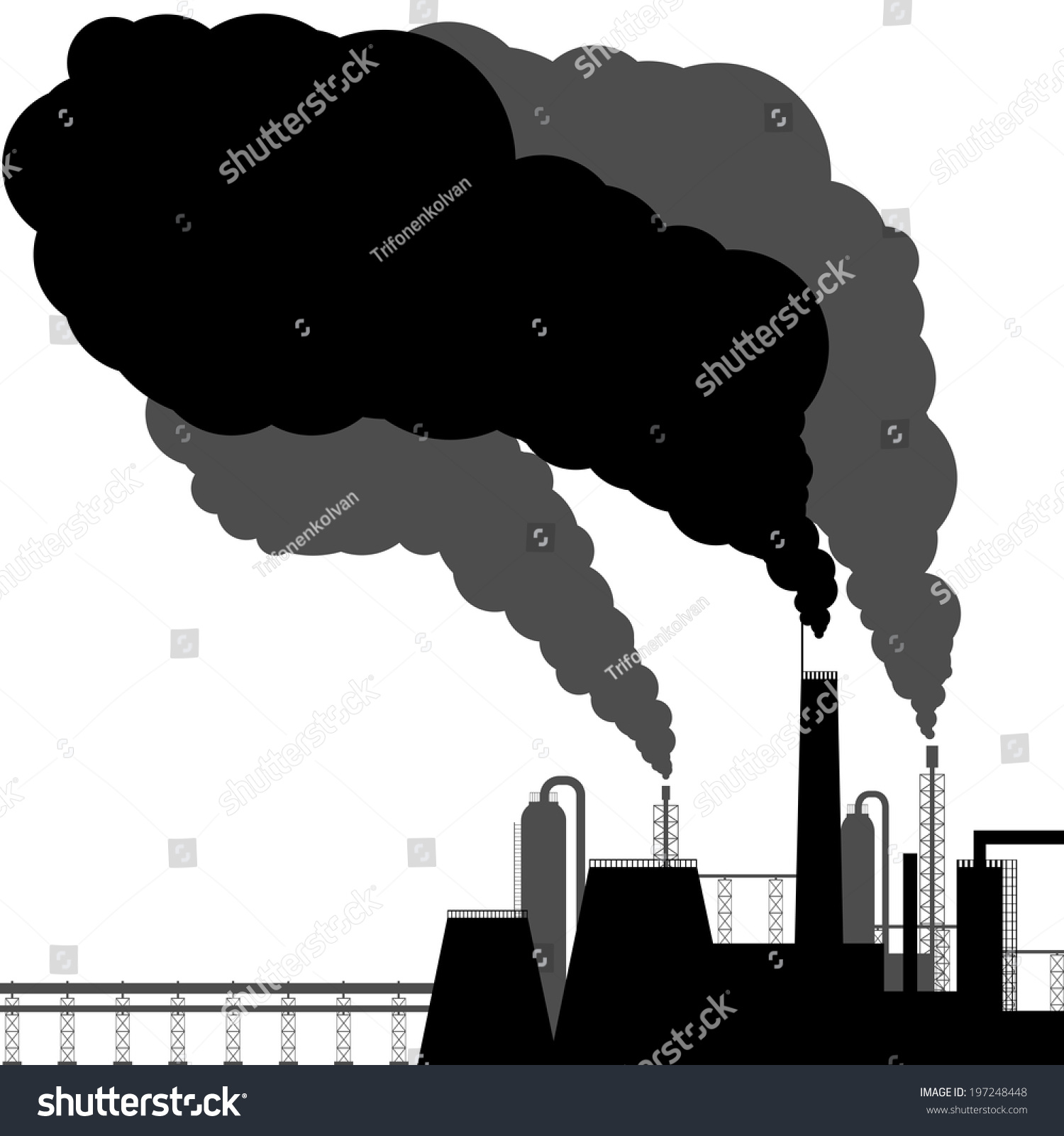 Pollution Black Silhouette On White Background Stock Vector 197248448 ...