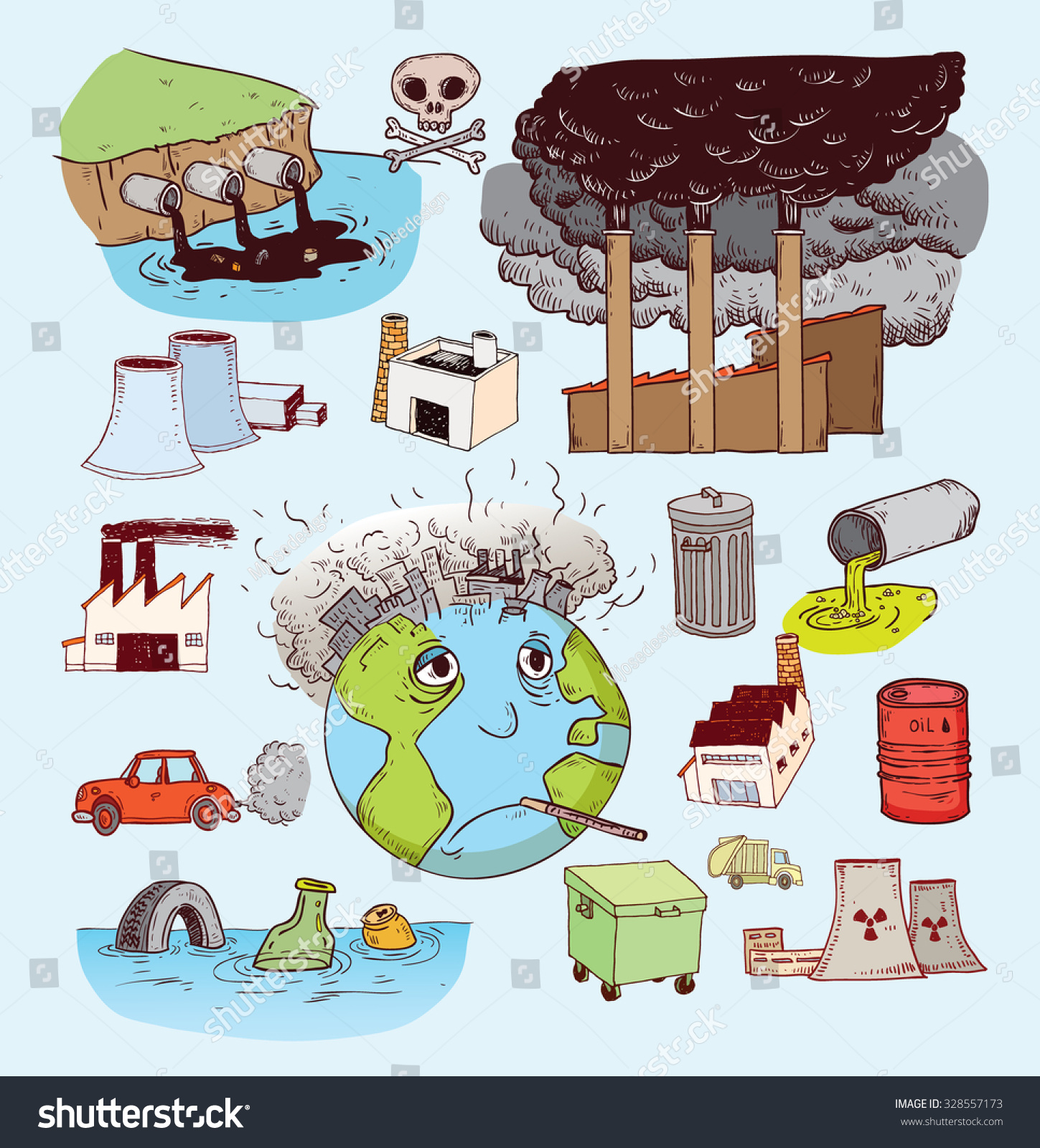 Pollution Doodle Vector Stock Vector (Royalty Free) 328557173