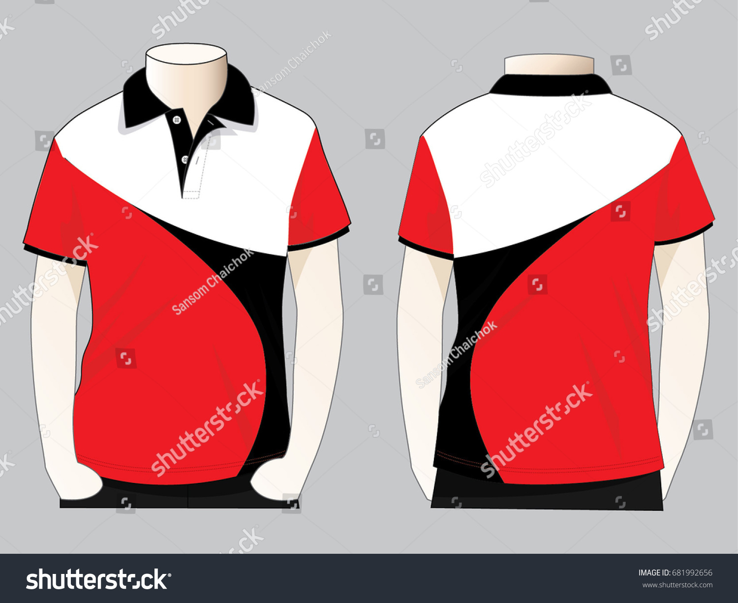 Polo Shirt Design Vector Whiteredblack Colorsfront Stock Vector ...