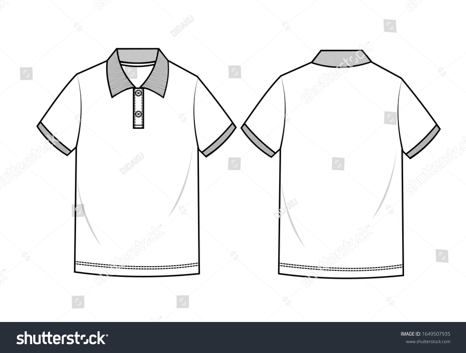 Polo Shirts Men Fashion Flat Sketch Stock Vector (royalty Free 