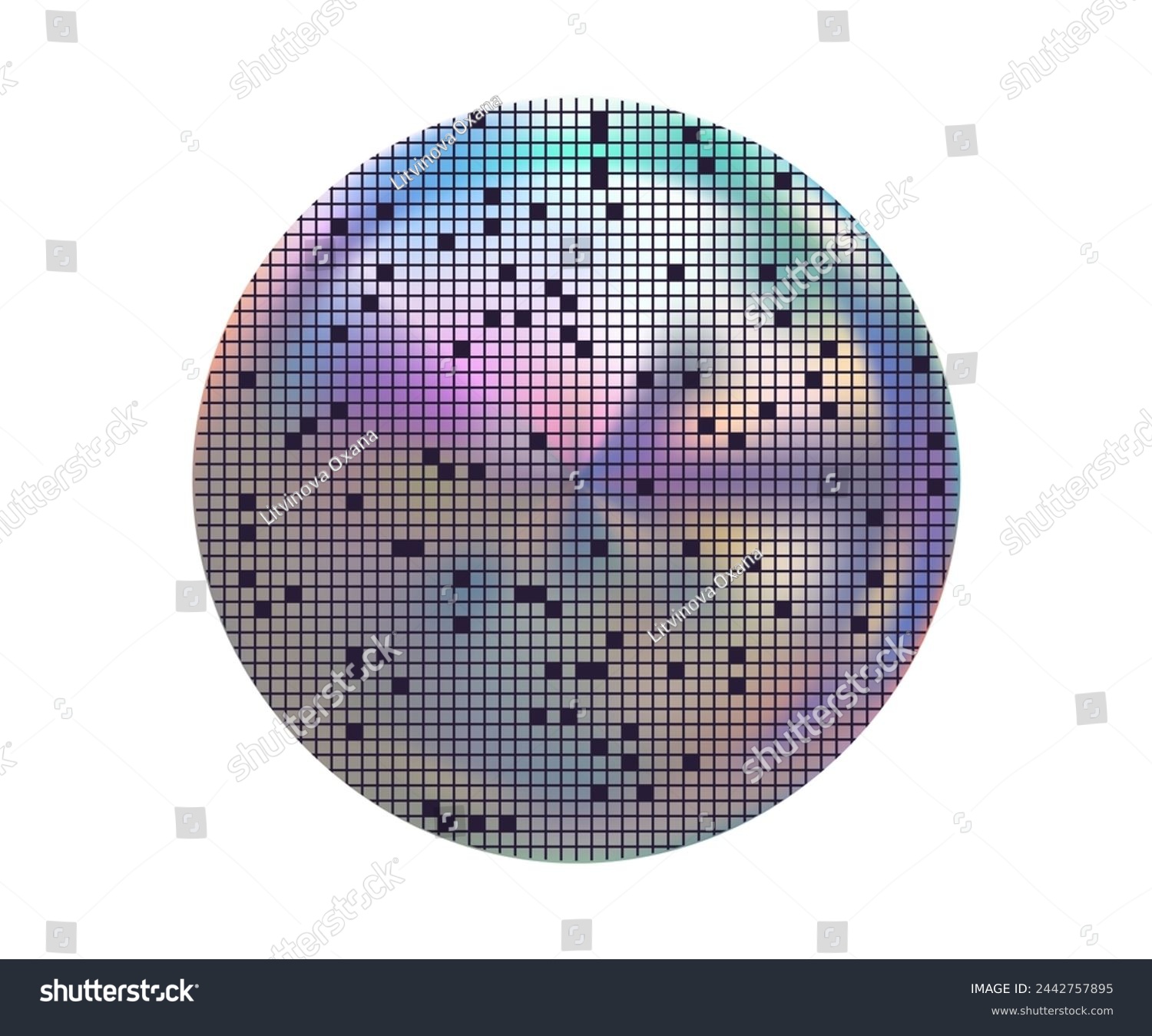 SVG of Polycrystalline silicon wafer with microchips and empty cells, isolated on a white background. Microelectronic device for manufacturing integrated circuits. Computer SIM chips. Vector illustration svg