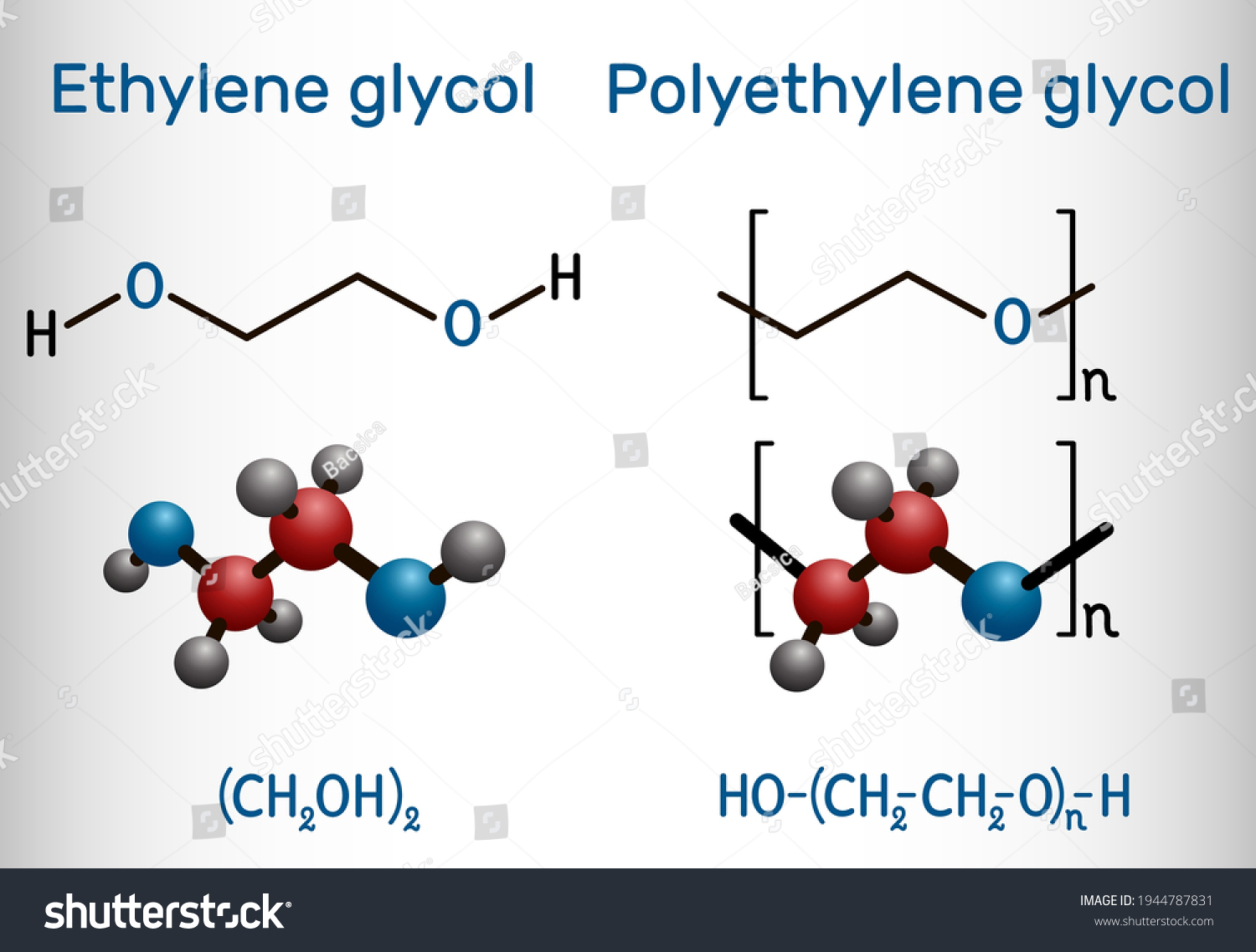 Polyethylene Glycol Peg Polyethylene Oxide Peo Stock Vector (Royalty ...