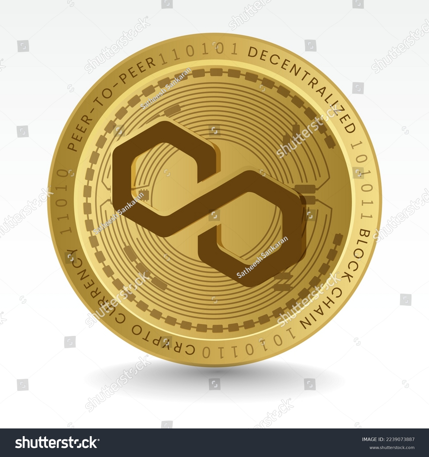 SVG of Polygon (MATIC) Crypto currency godlen coin vector svg