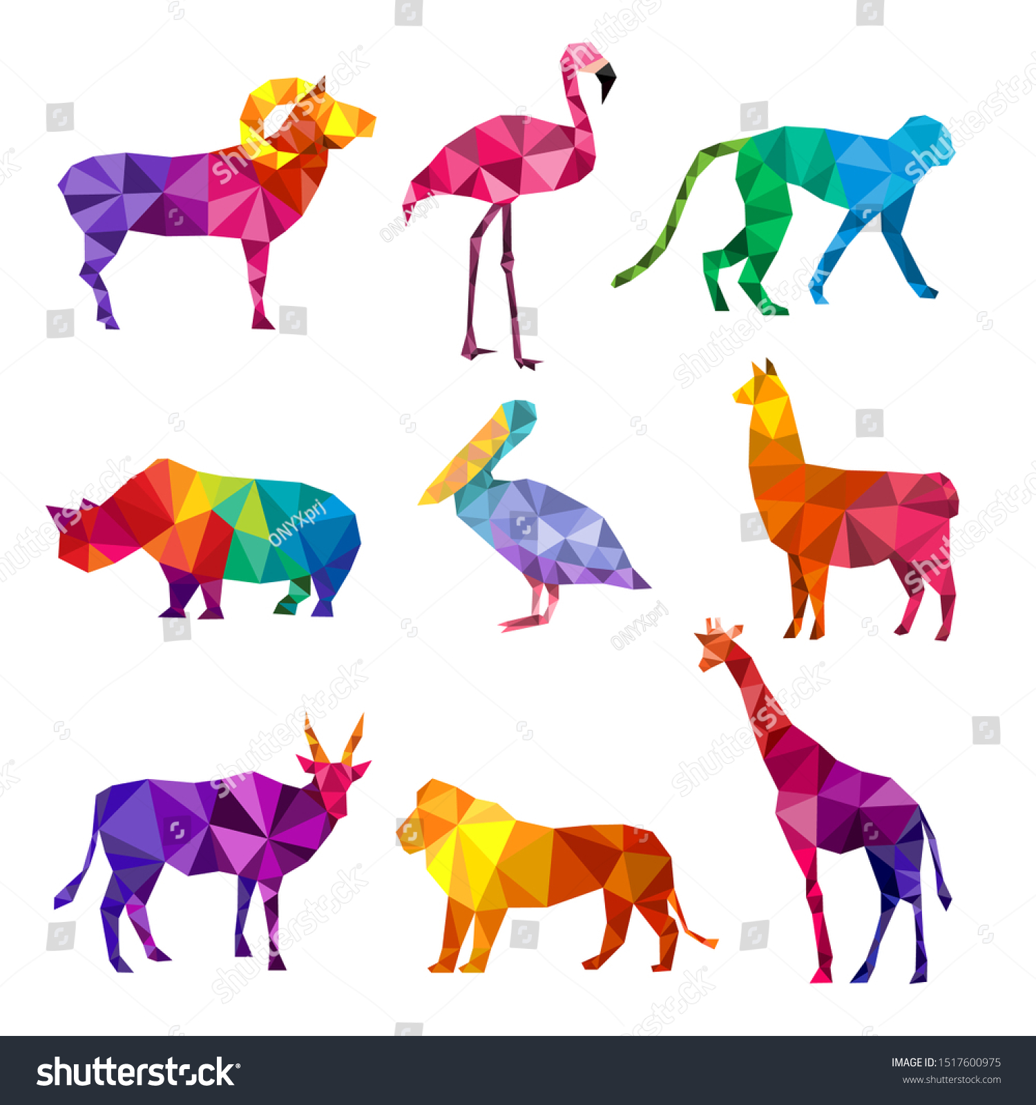 Polygonal Animals Low Poly Zoo Silhouettes Stock Vector Royalty Free 1517600975