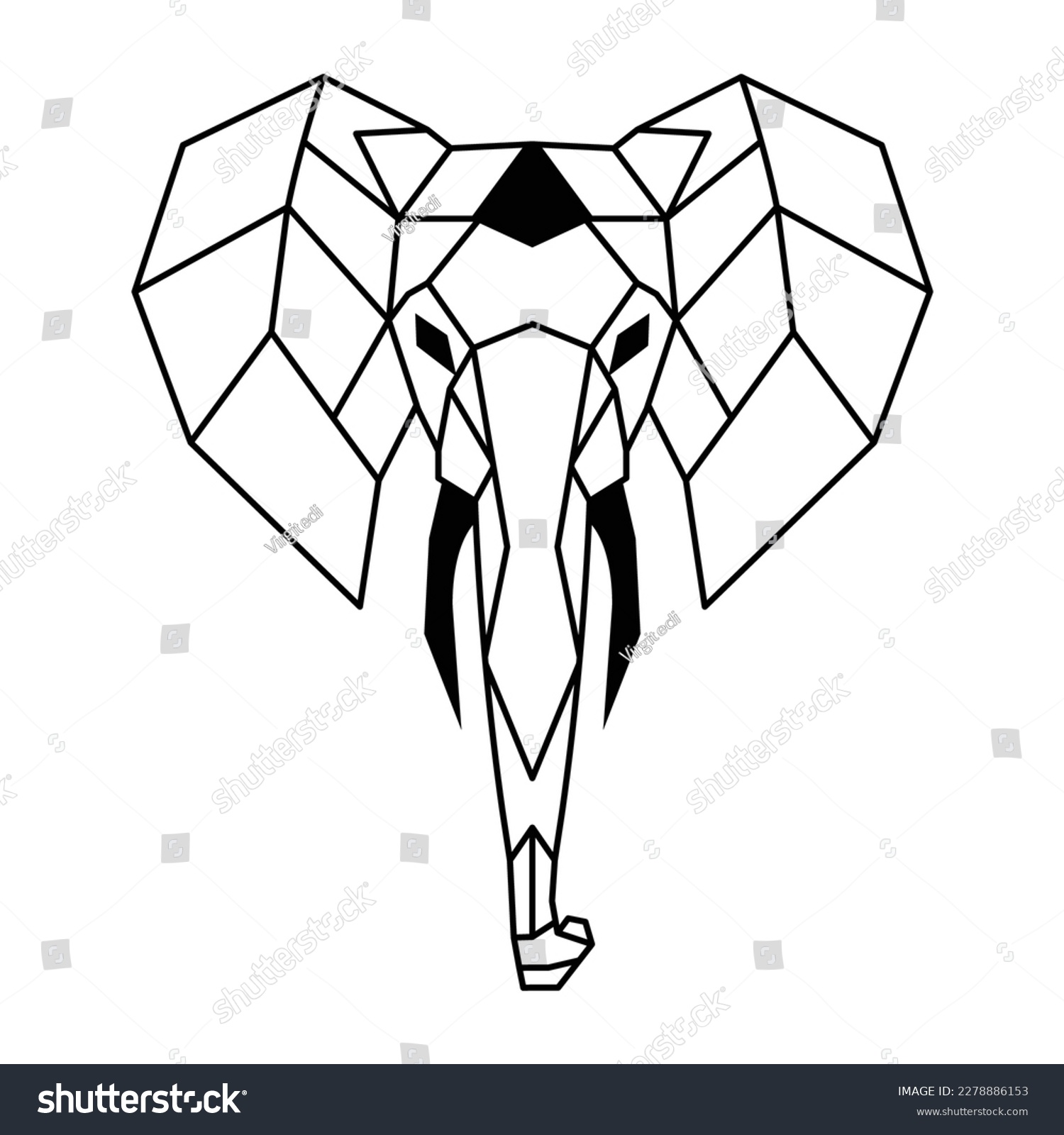 SVG of Polygonal elephant face design drawing svg