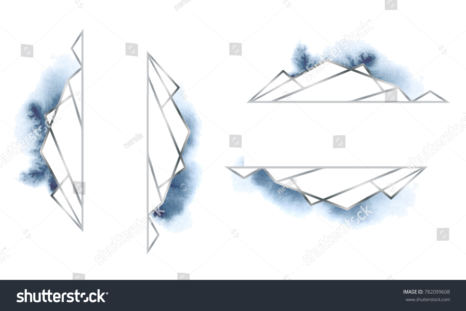 Polygonal Frames Set Silver Glitter Triangles Stock Vector Royalty