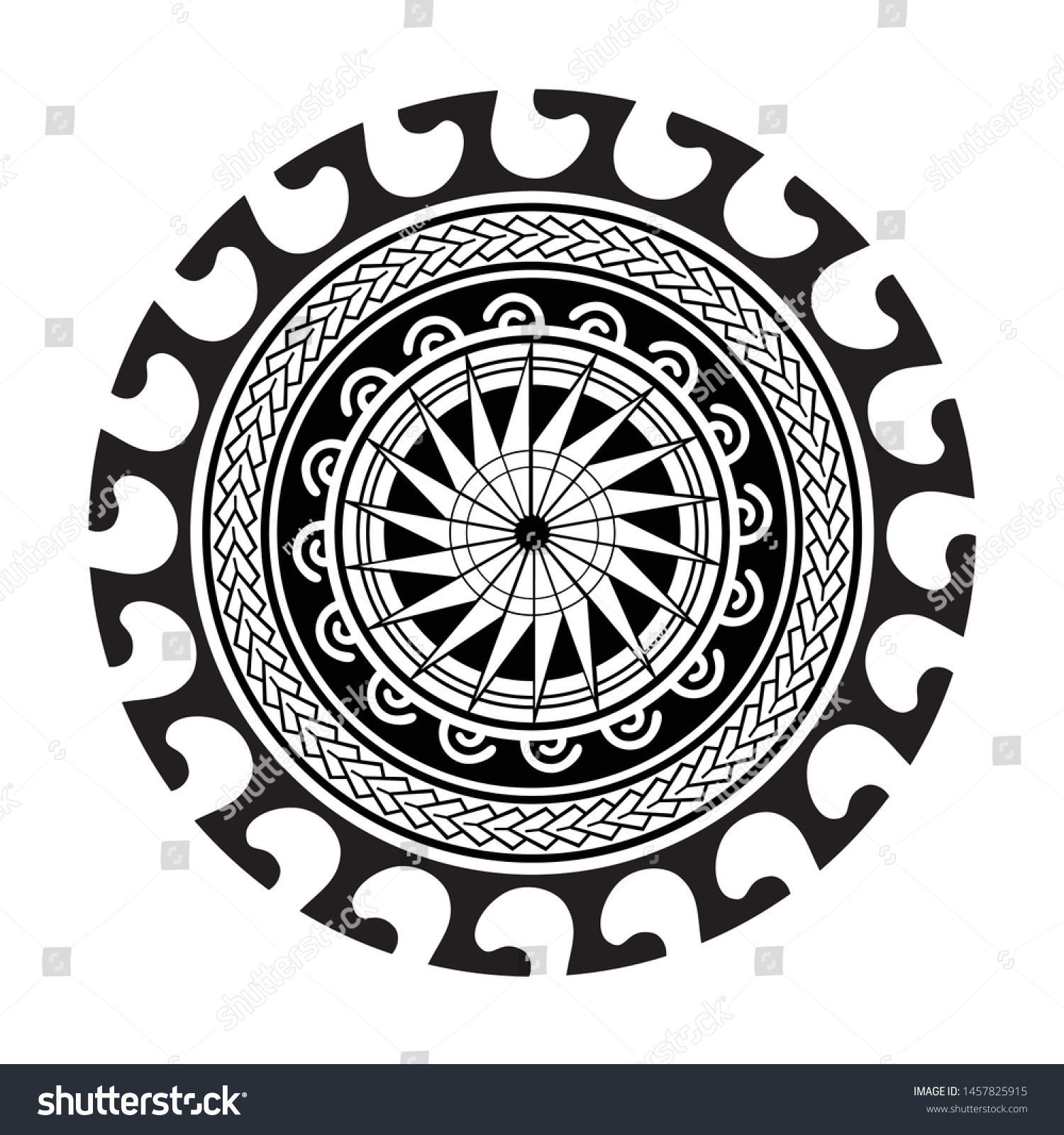 Polynesian Circle Tattoo Tribal Tattoo Design のベクター画像素材 ロイヤリティフリー