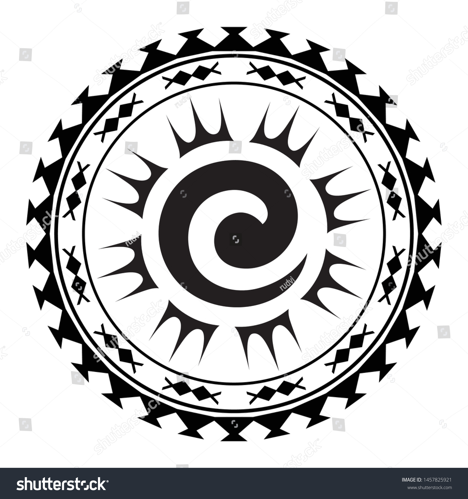 Polynesian Circle Tattoo Tribal Tattoo Design Stock Vector (Royalty