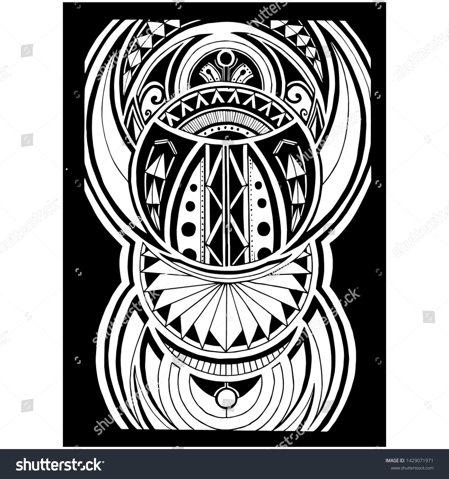 Polynesian Tattoo Design Black White Stock Vector Royalty Free 1429071971