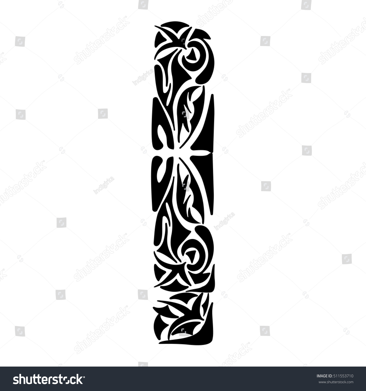 Polynesian Tattoo Initials Boho Capital Letter Stock Vector Shutterstock