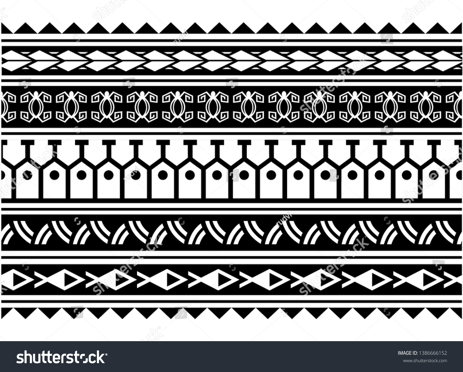 Polynesian Tribal Tattoo Pattern Seamless Border Stock Vector (Royalty ...