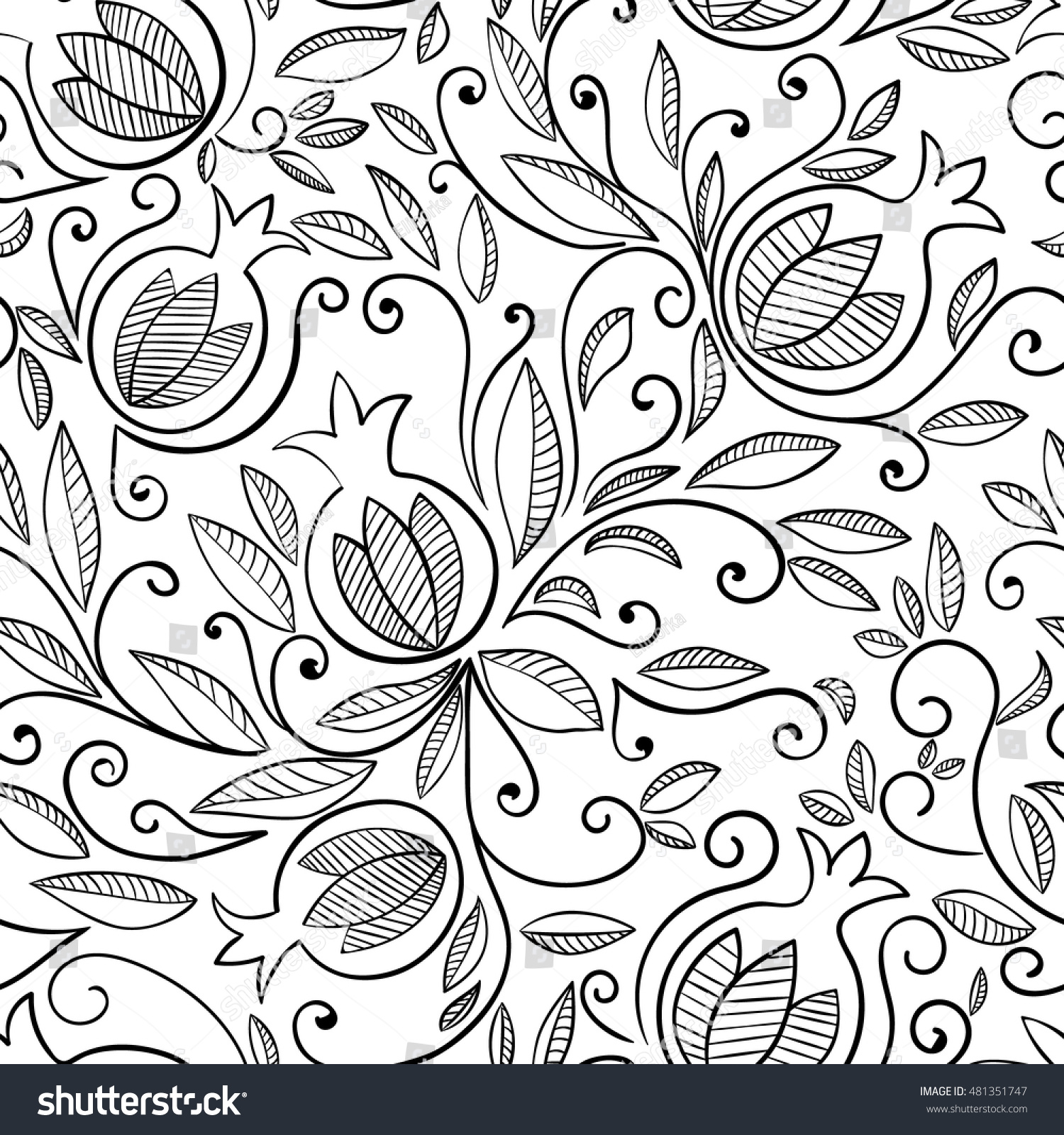 Pomegranate Seamless Pattern Floral Vector Repeat Stock ...