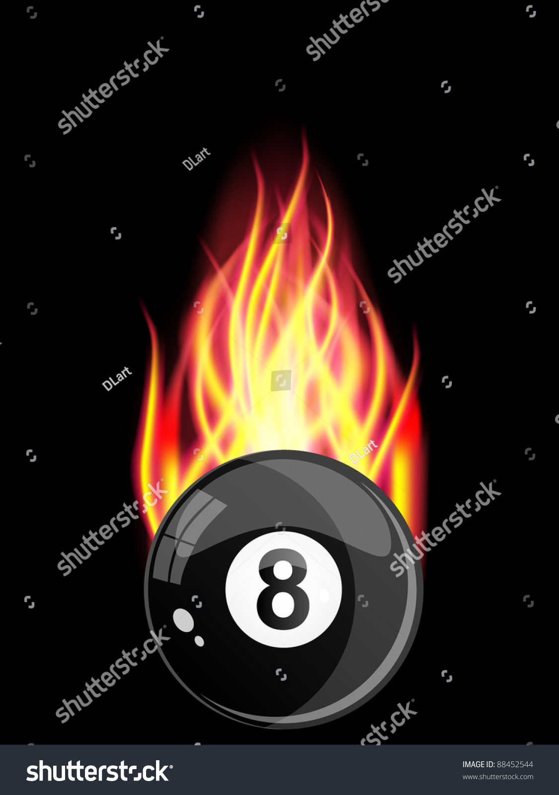 Pool Billiards Ball In Fire. Vector Illustration. - 88452544 : Shutterstock