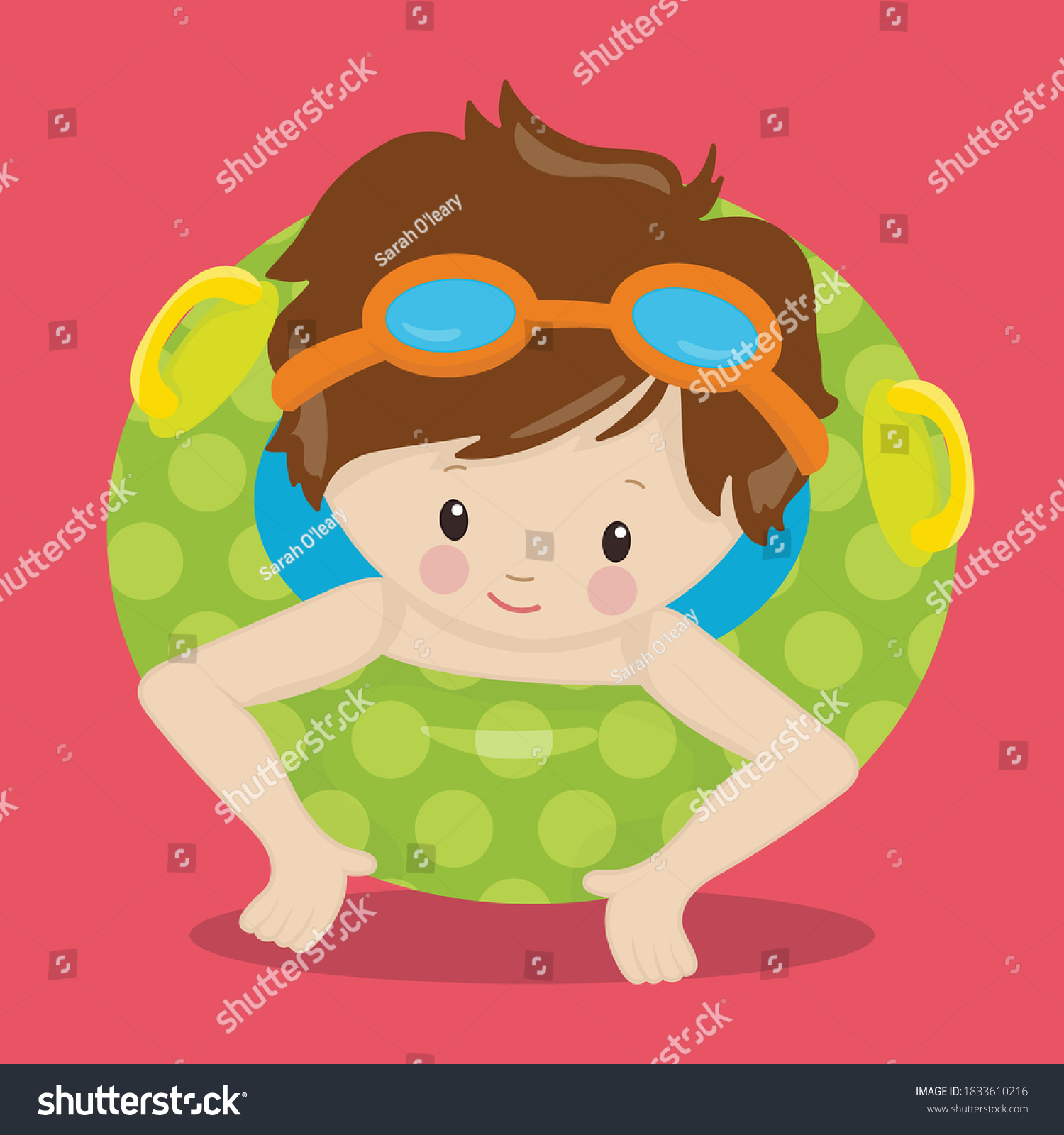 Pool Party Boy Vector Illustration Stock Vector (Royalty Free) 1833610216