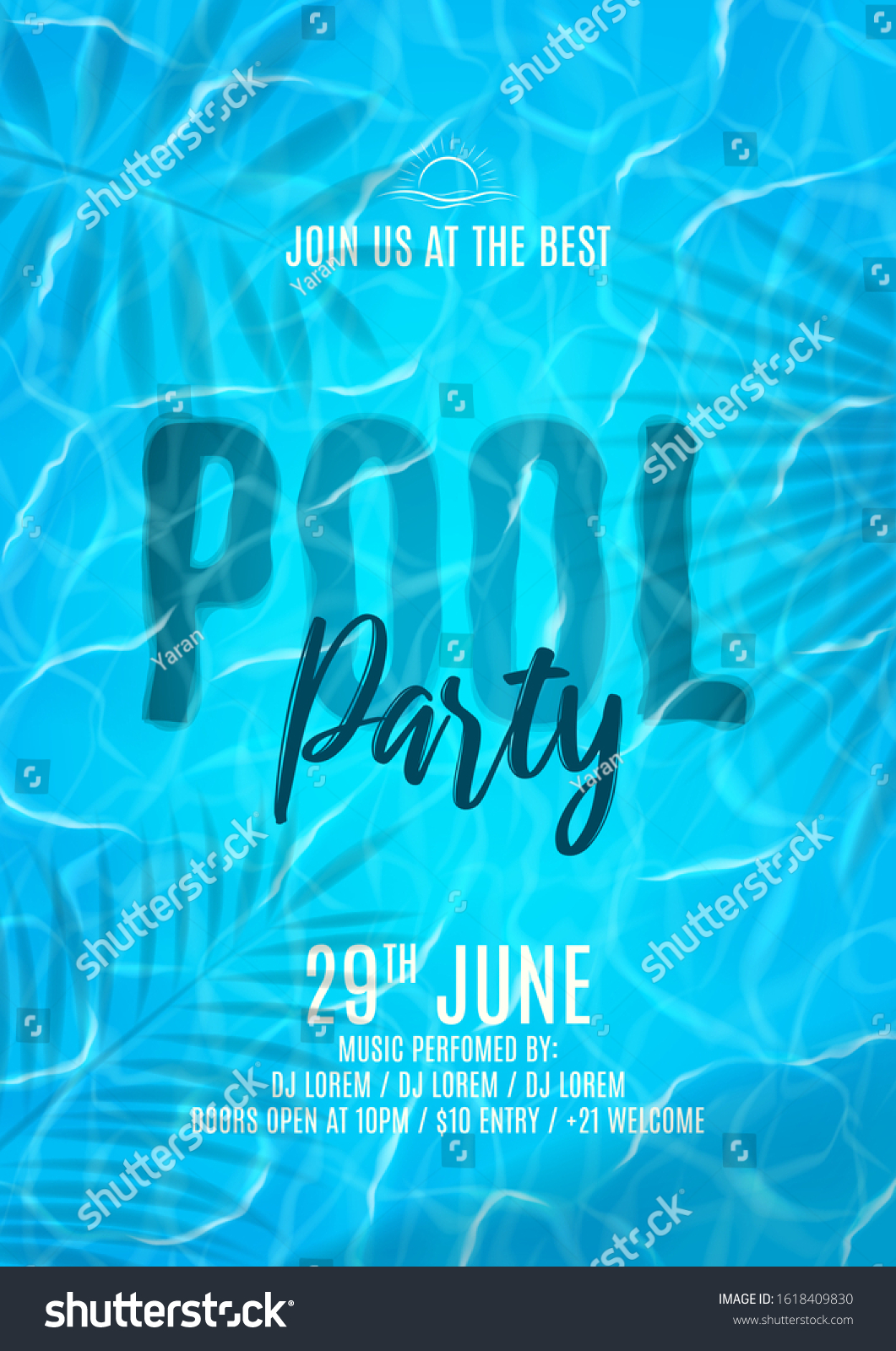 Pool Party Flyer Template Realistic Transparent Stock Vector Royalty Free