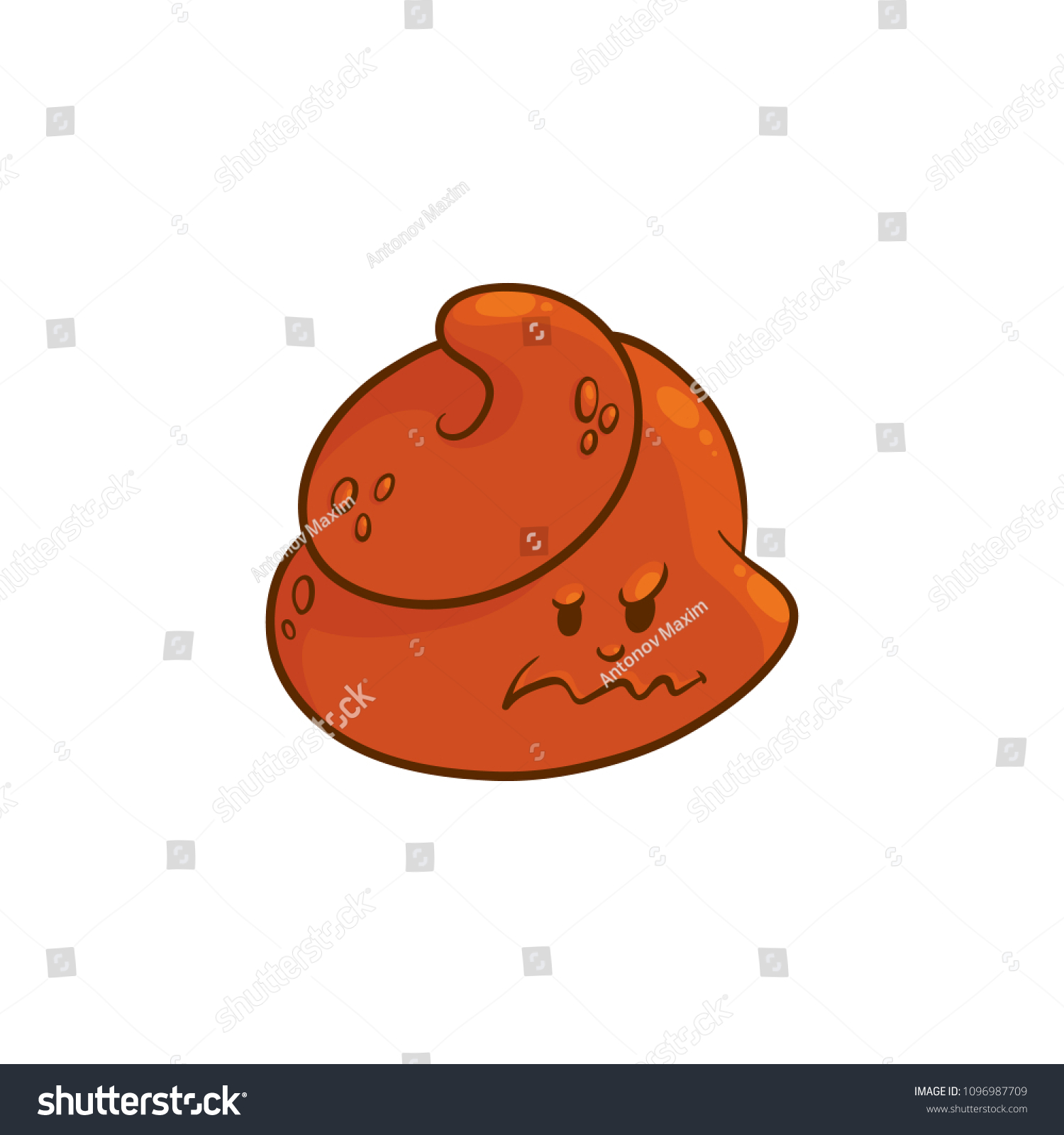 Poop Cartoon Character Angry Emoticon Poo Vetor Stock Livre De