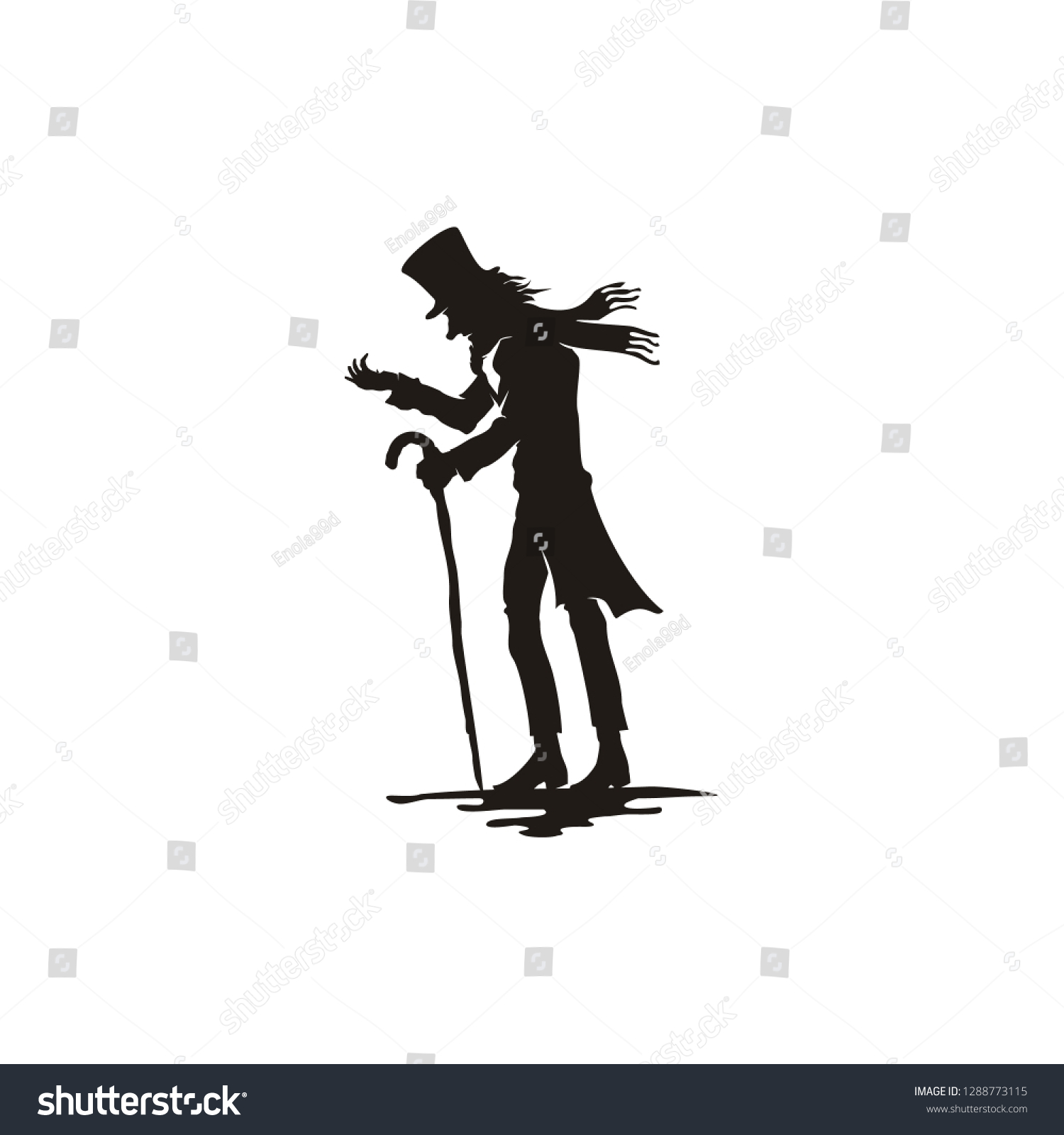 Poor Homless Oldman Silhouette Illustration Stock Vector (Royalty Free ...