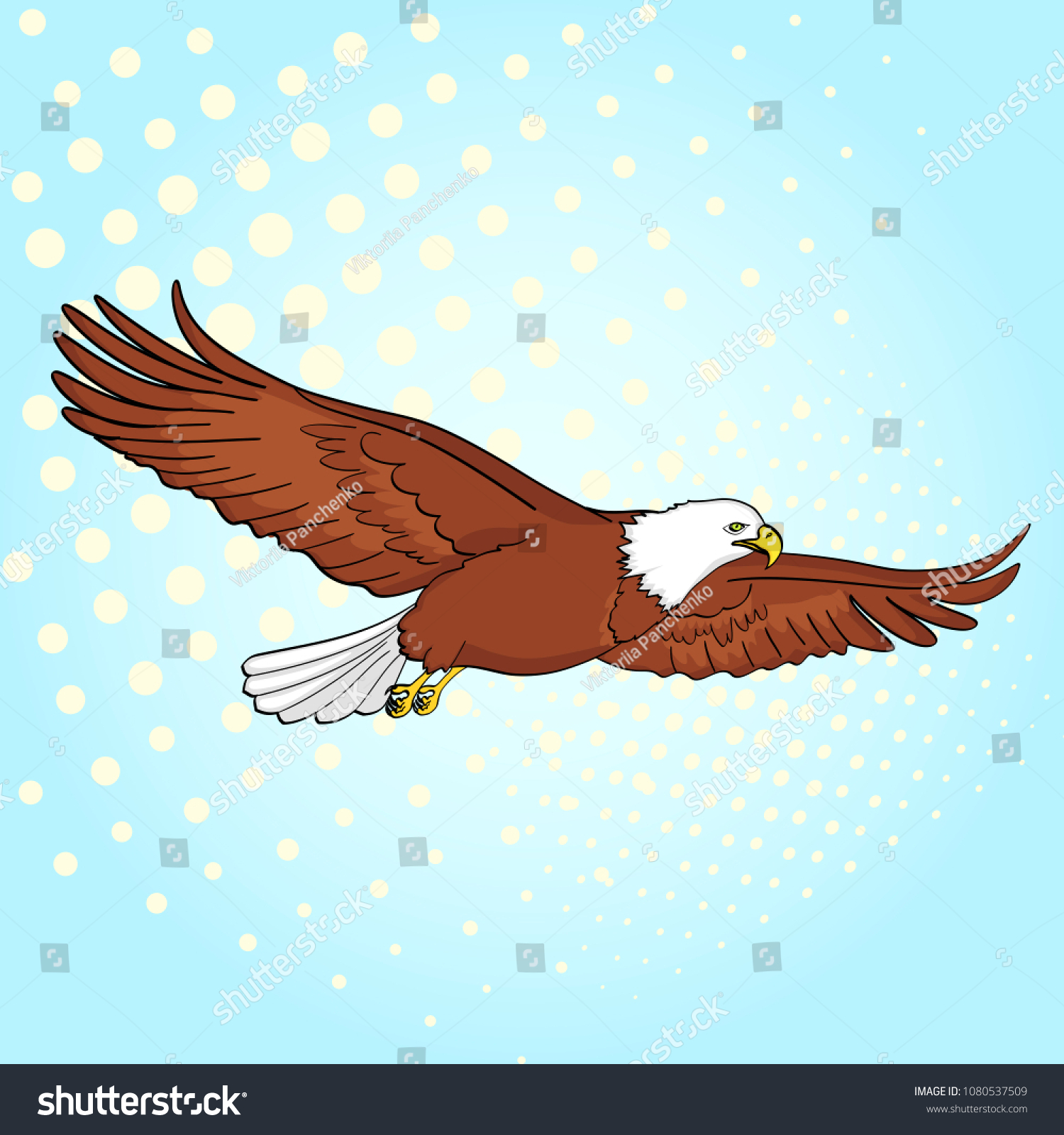 ポップアートの背景に鳥の鷲 鷹 レトロな漫画風のベクターイラスト のベクター画像素材 ロイヤリティフリー