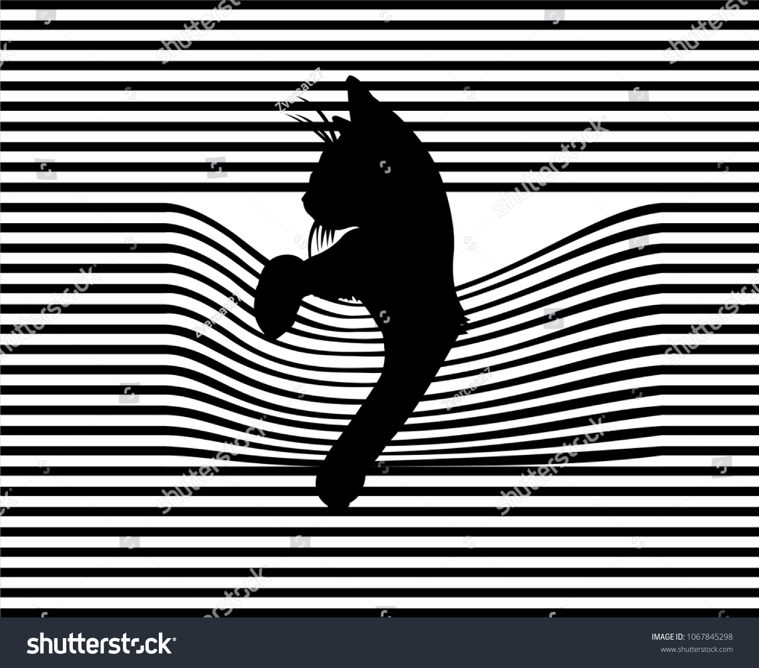 SVG of Pop art cat. Striped background. Vector illustration. svg