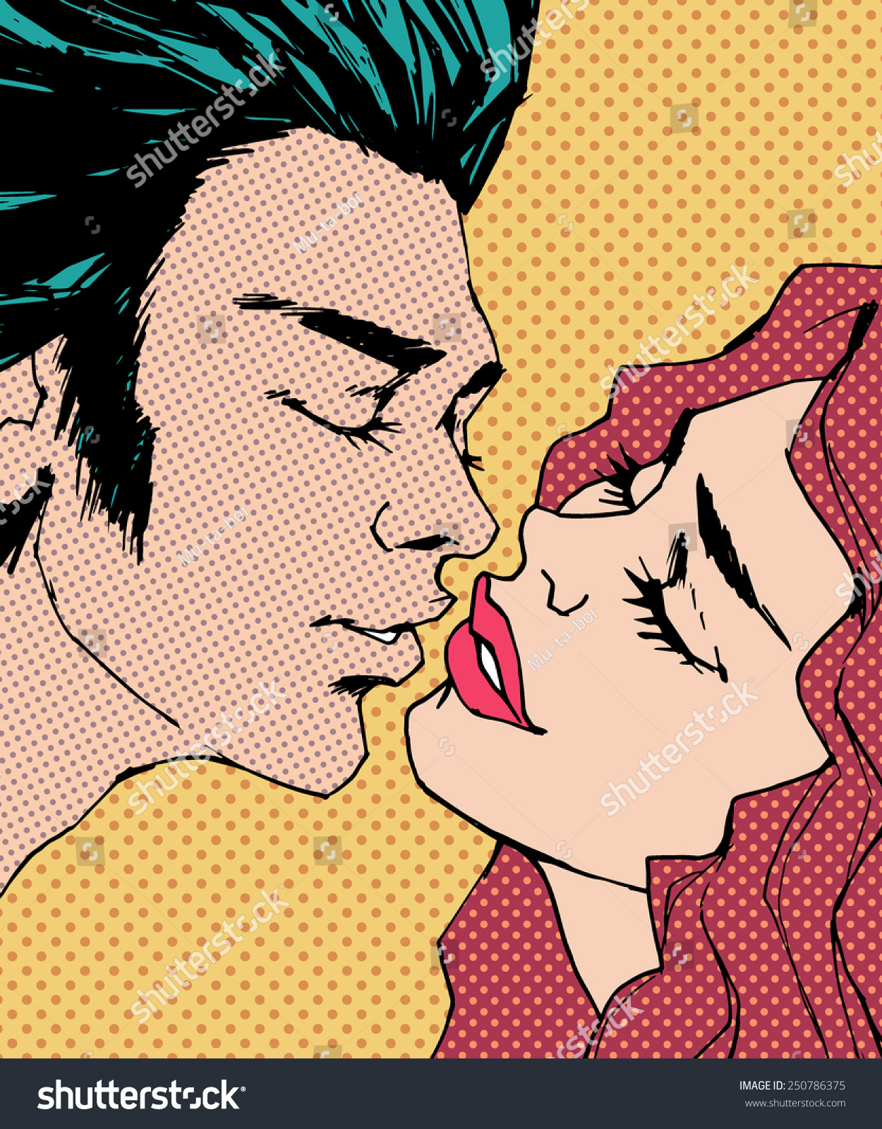 Pop Art Comic Color Illustration Kissing Stock Vector Royalty Free